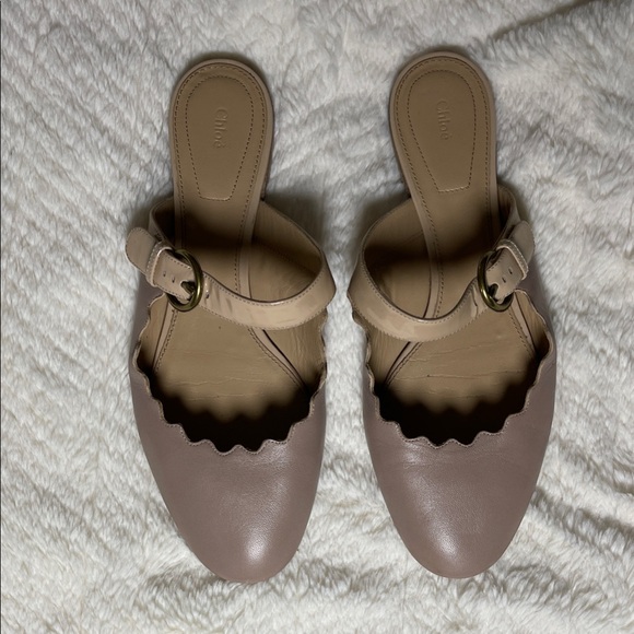 Chloe Shoes - Chloé Lauren Scalloped Leather Mary Jane Mules
